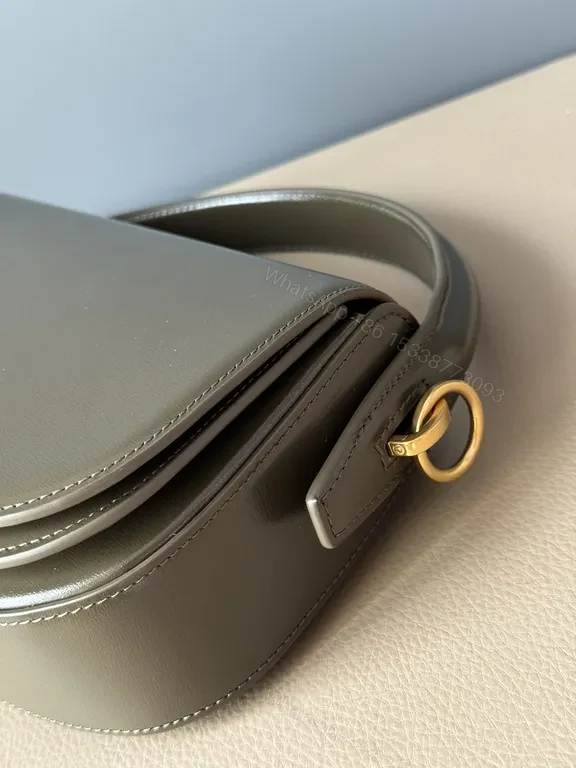 View 3 of Structured Leather Shoulder Bag: Gold Hardware, Compact Style