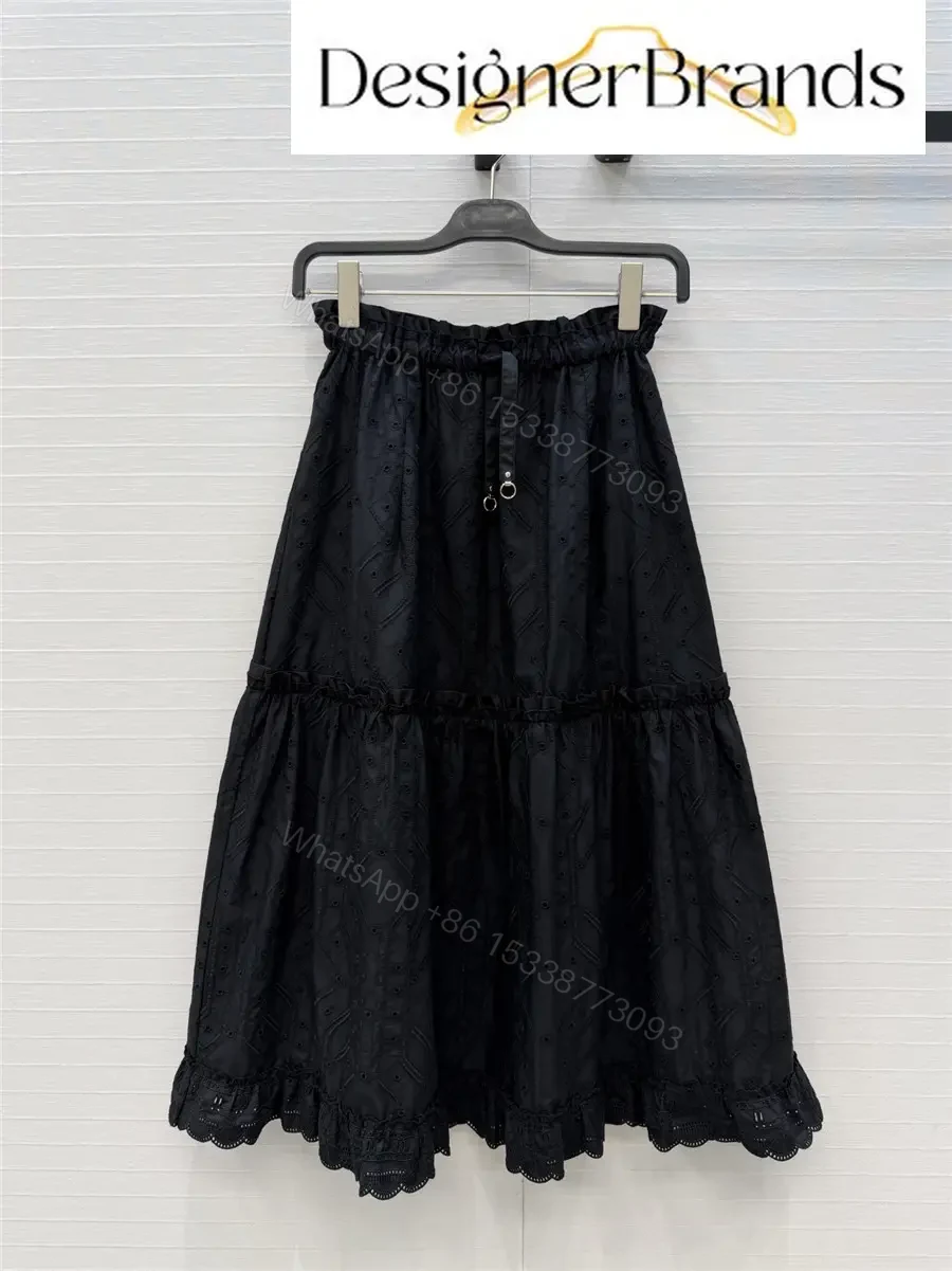 Hermes Black English Embroidery Skirt — view 1