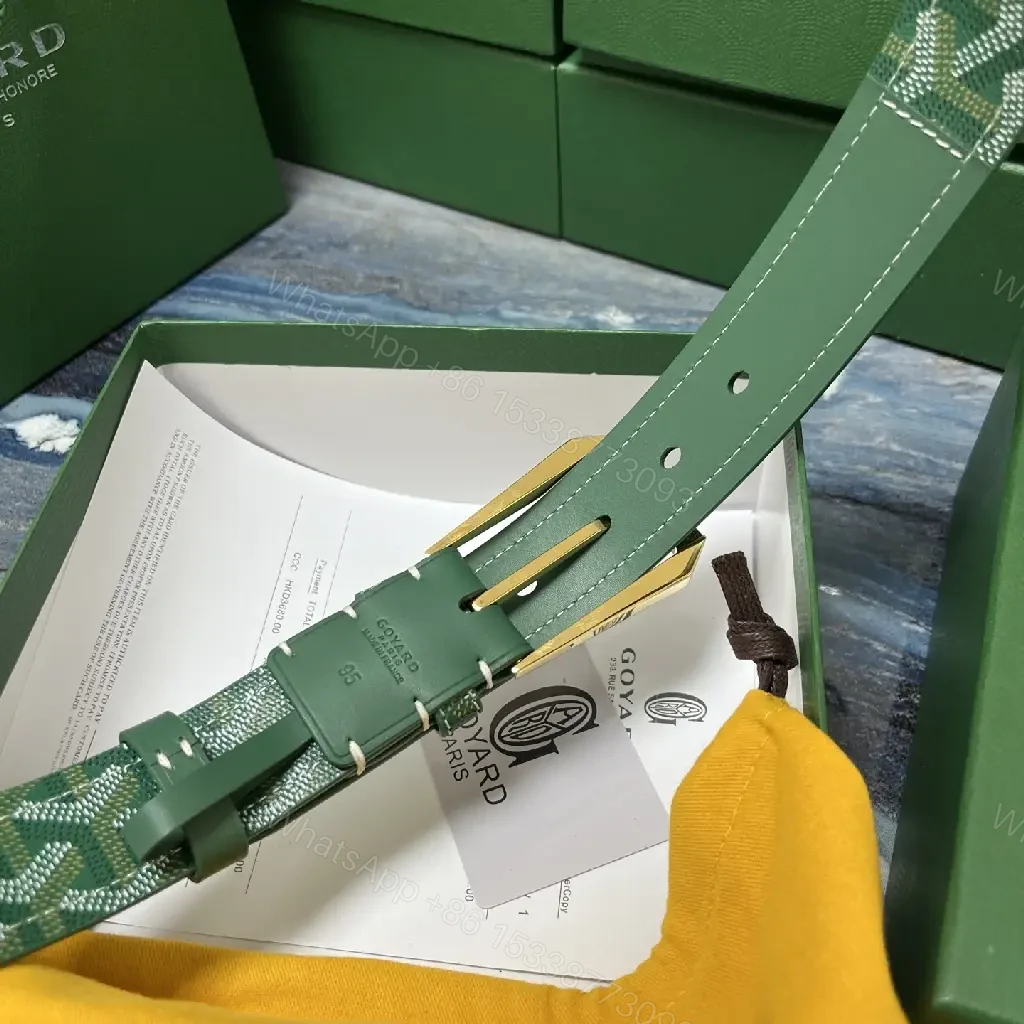 View 9 of Green Leather Chevron Belt - Gold Buckle, Full-Grain