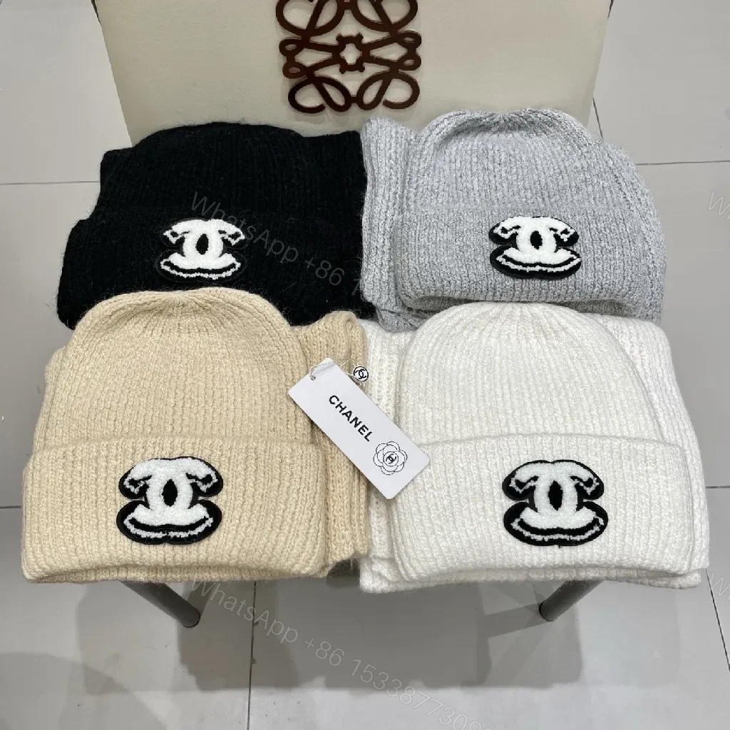 View 2 of Luxe Black Knit Set: Beanie & Scarf with Emblem