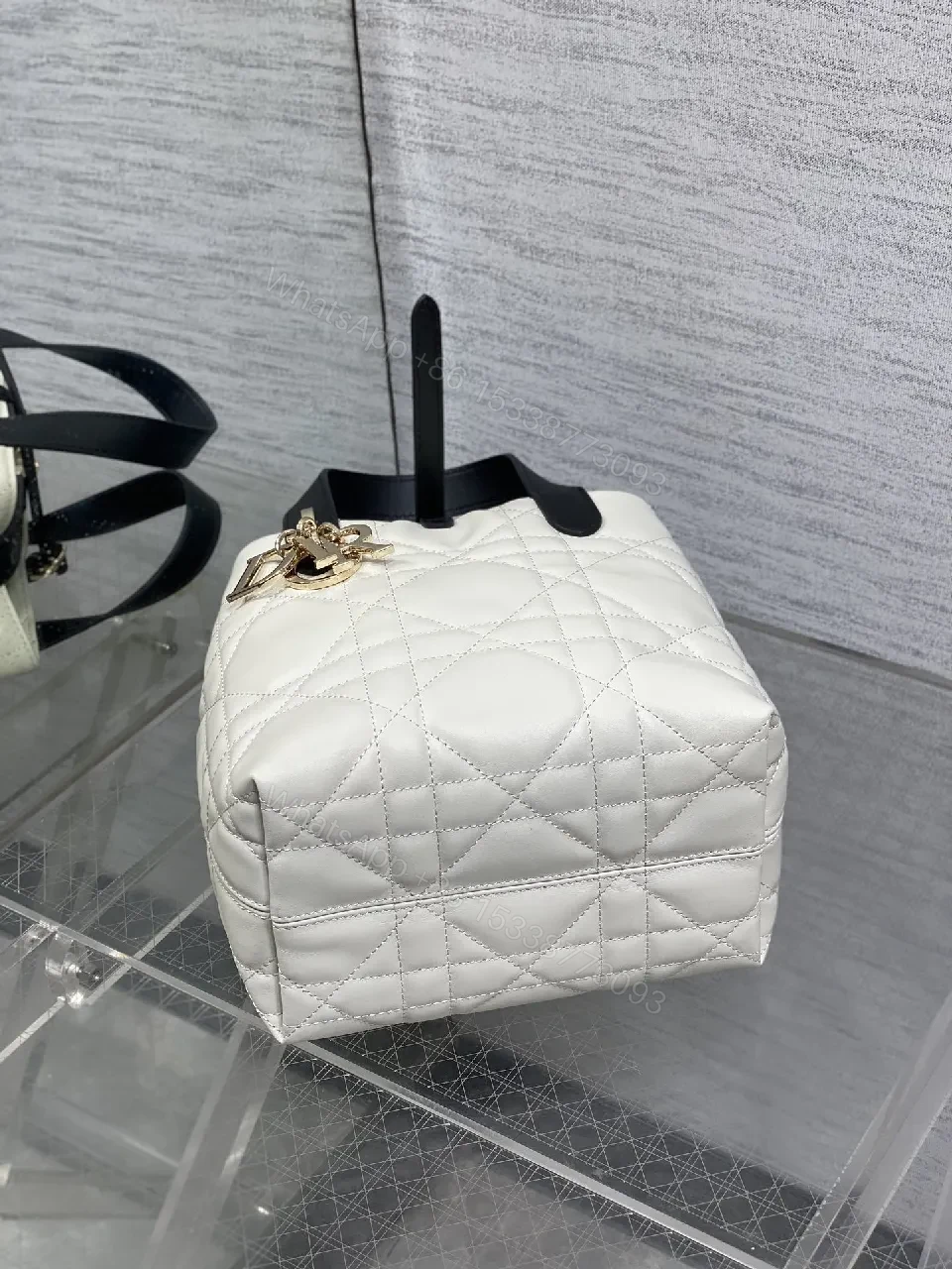 View 7 of Quilted Mini Handbag with Gold Charm - Compact Luxury Bag