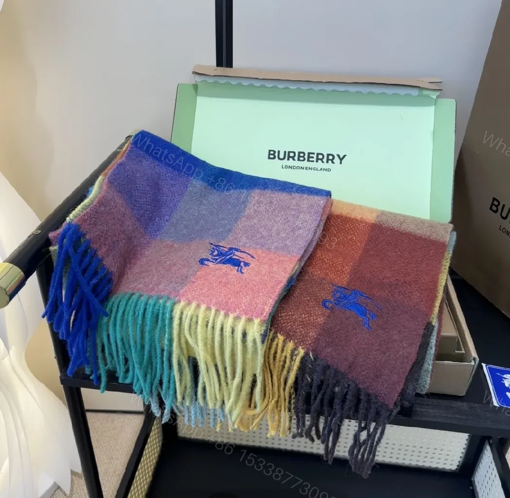 View 10 of Color-Block Luxury Scarf with Fringe Rich Knit