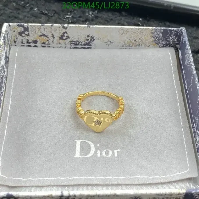View 6 of Dior Heart Shape Ring in Brass and Pearl – Model LJ28735