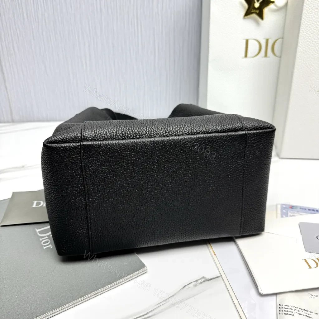 View 5 of Compact Black Pebbled Bucket Bag - Structured Luxury Everyday