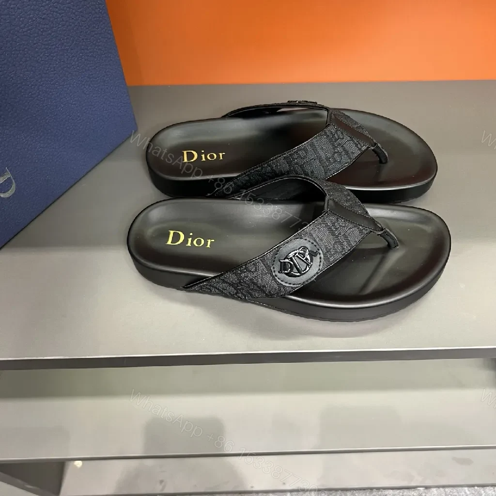 View 4 of Black Leather Sandals, Jacquard Straps, Minimalist, Cushioned Footbed, Sandals
