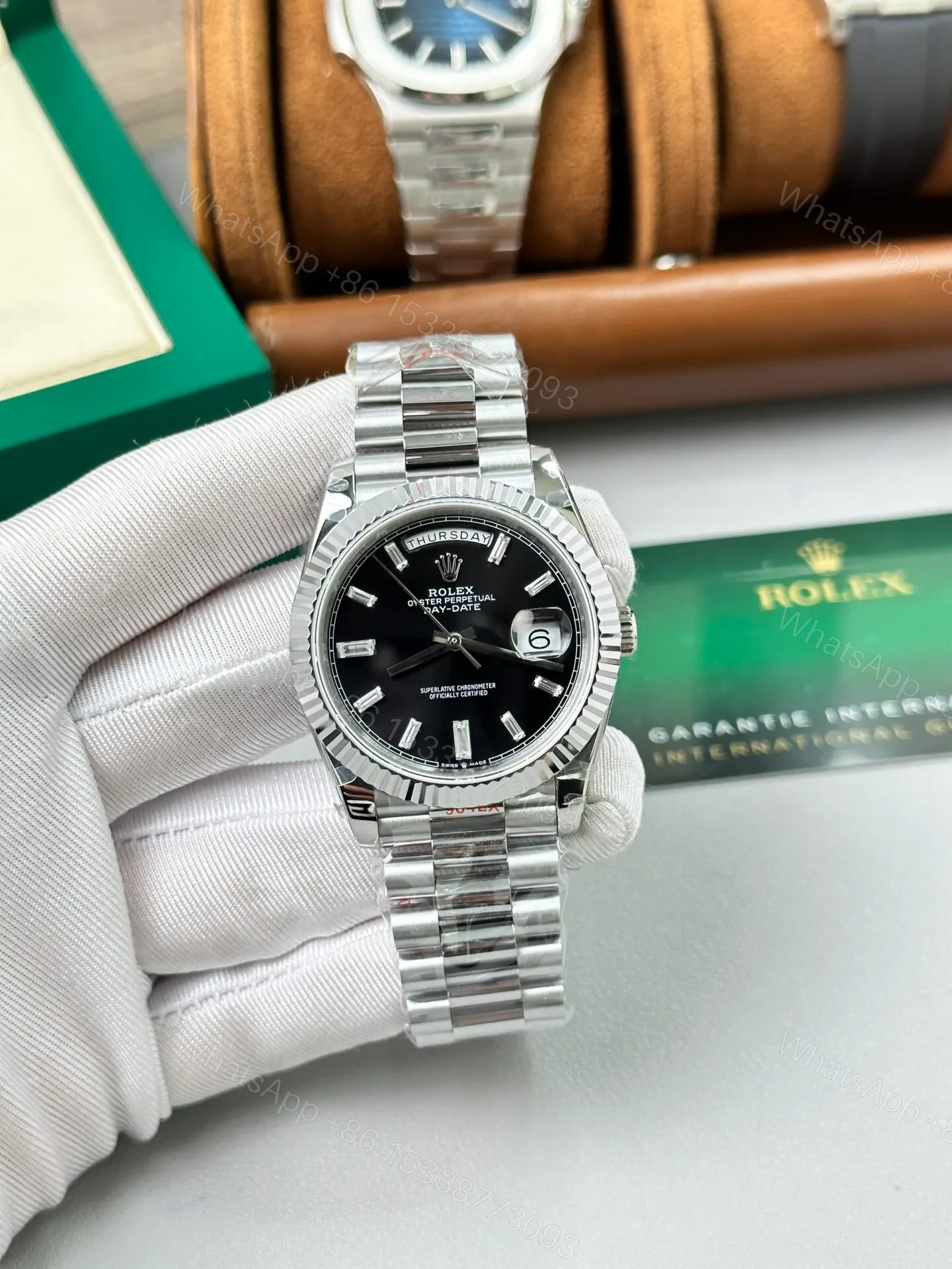 View 2 of Superclone Rolex Day-Date Bright Black Dial 228236-0003 40 mm