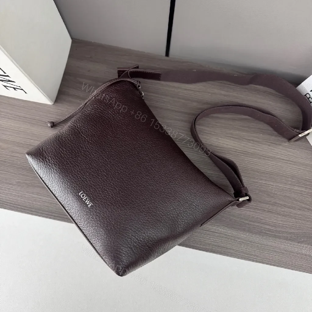 View 7 of Dark Pebbled Leather Crossbody â€” Sleek, Subtle LOEWE-Inspired Luxury
