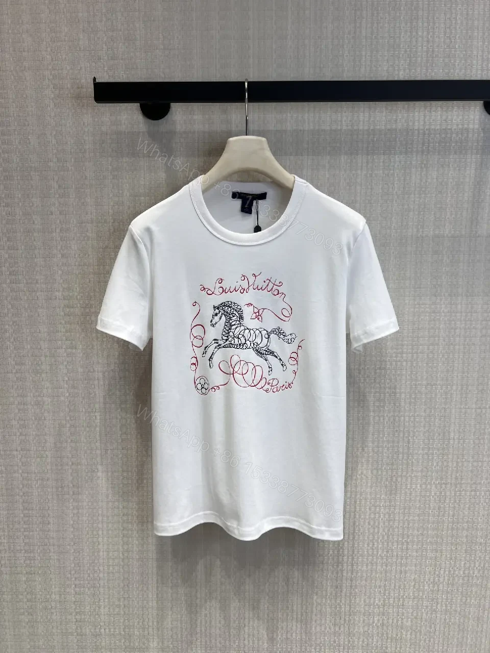 View 10 of White Cotton Luxe Tee with Signature Crest Graphic - Casual Premium Style