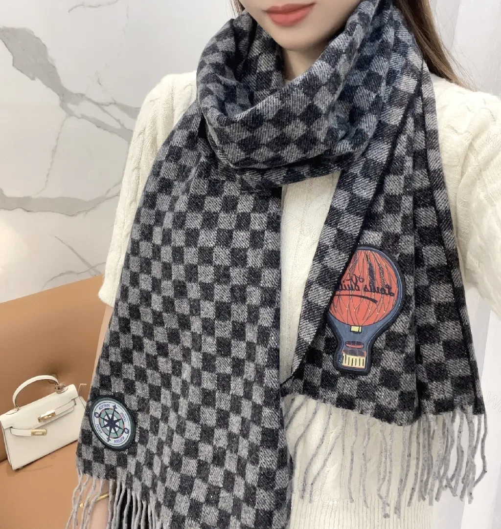 View 5 of Charcoal Charme Knit Scarf with Patch Fringe Detail