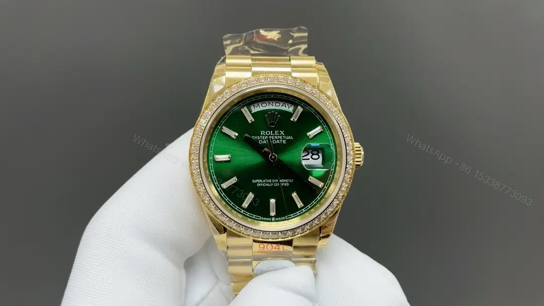 Rolex Day-Date 36 Yellow Gold Diamonds President Green 118348-0161 — view 1