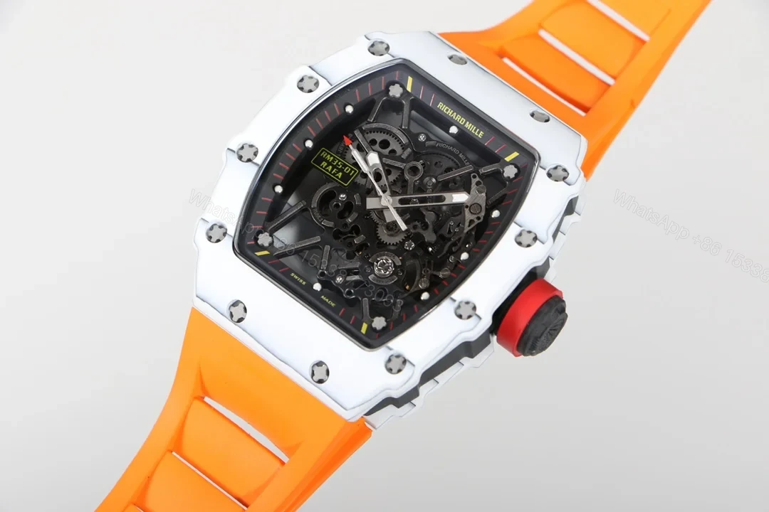 View 2 of Richard Mille RM35-01 NTPT Carbon Fiber RMUL3 White Case Orange Strap Watch RM35-01-WCASE-ORSTR
