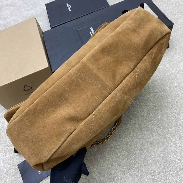 View 6 of Soft Suede Quilted Tote with Gold YSL Emblem â€” Everyday Luxury