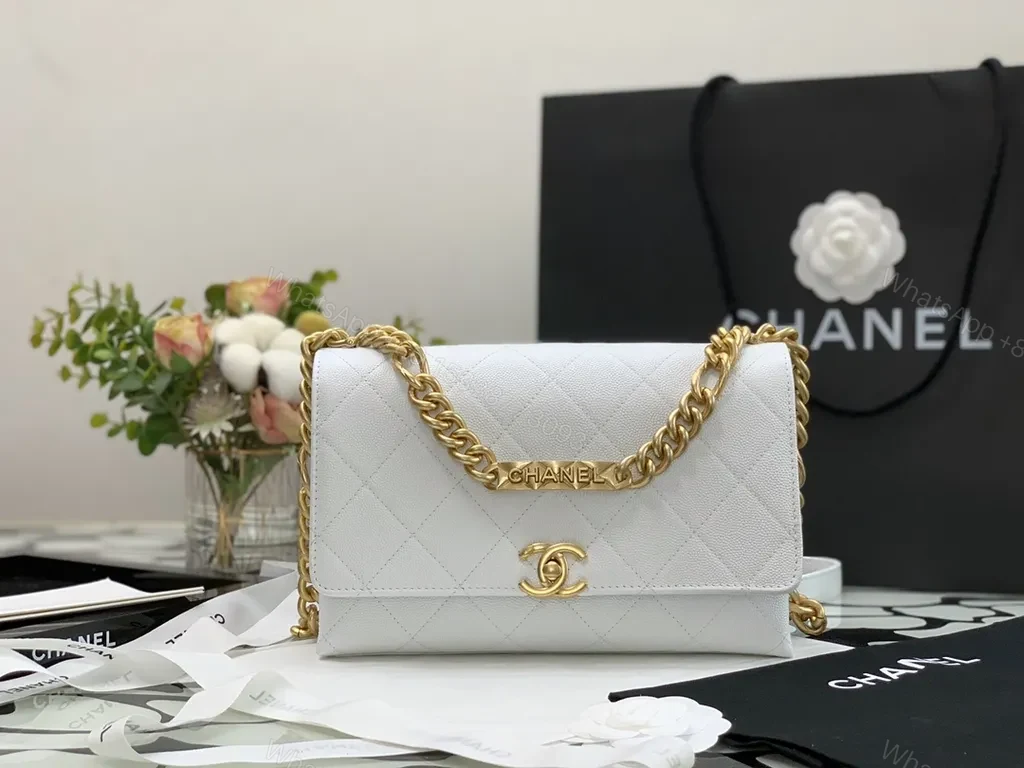 View 8 of Chic White Quilted Bag with Gold Chain | Luxury Shoulder Bag
