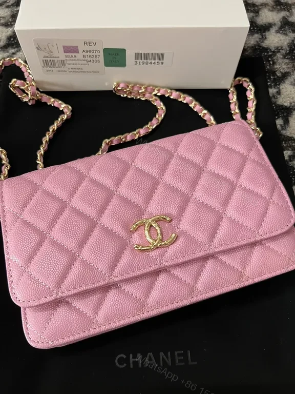 View 8 of Pink Quilted Luxe Chain Handbag