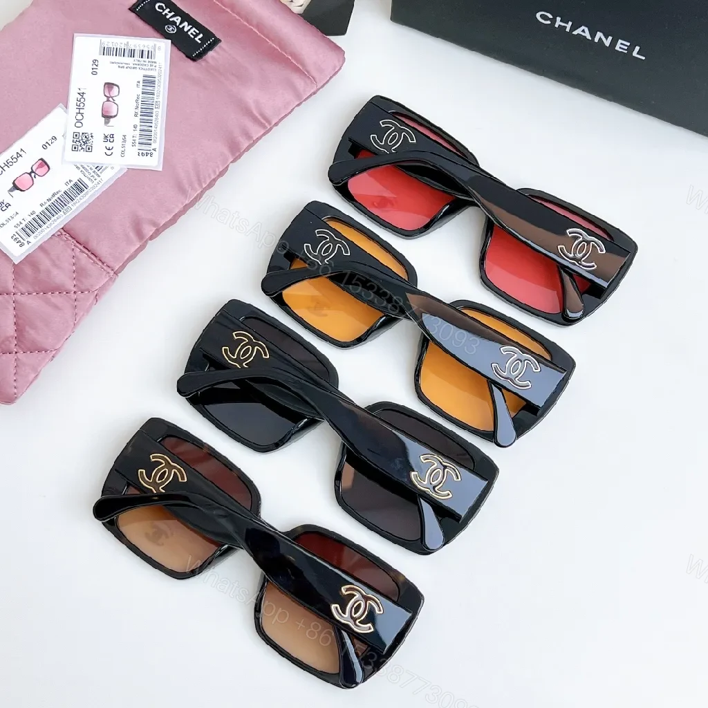 View 8 of Oversized Square Sunglasses with Gold Logo Emblems