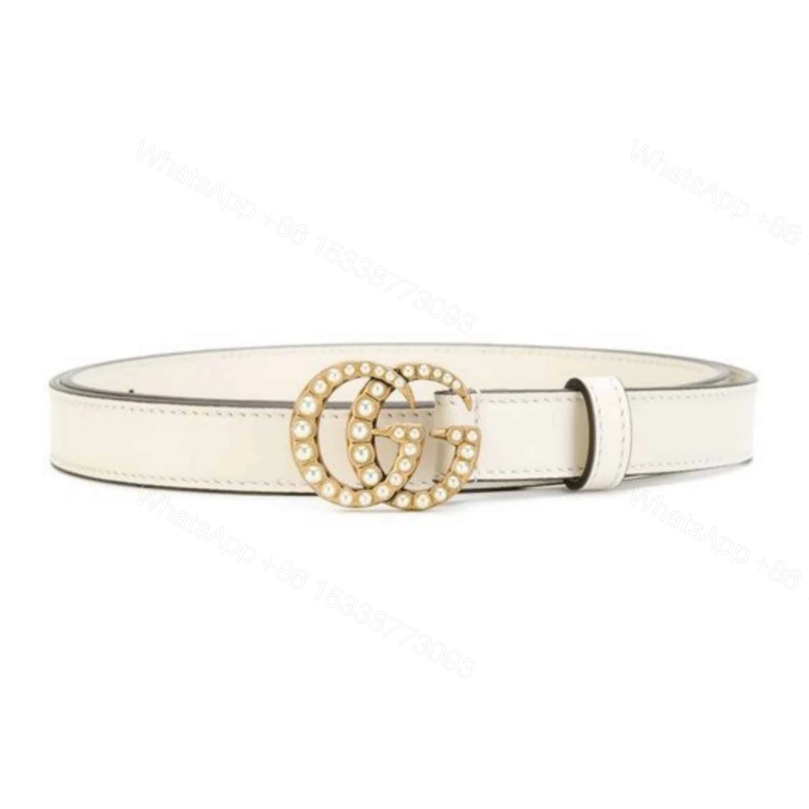 GUCCI PEARL STUDDED GG BELT – B14 — view 1