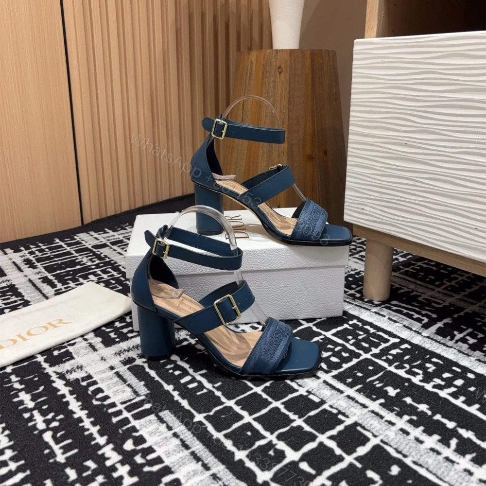 View 7 of 高仿Dior*Dway3系列KDO185高跟刺繡涼鞋藍色免檢版