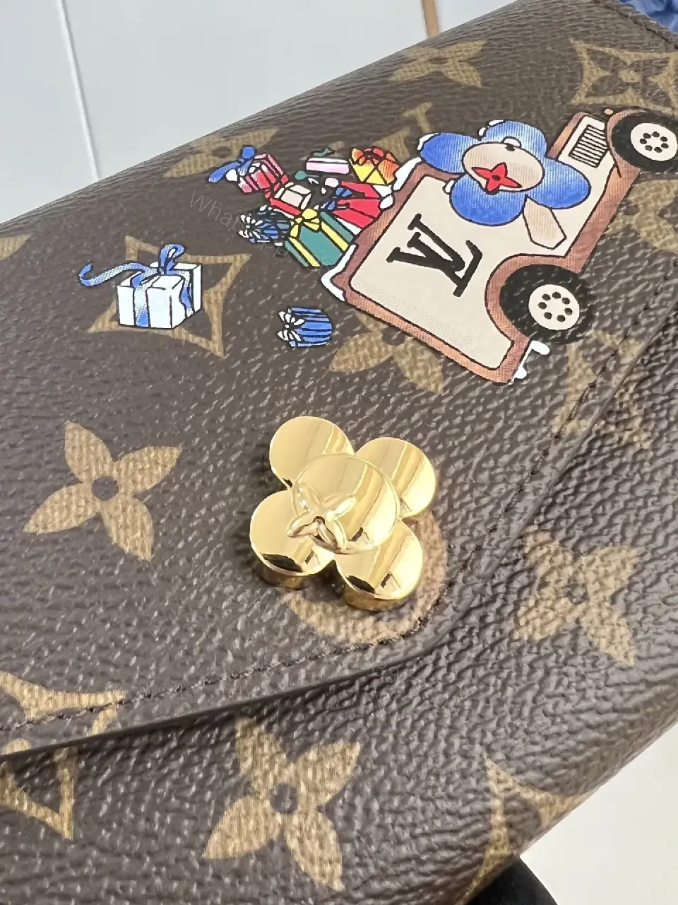 View 4 of Playful Monogram Wallet: Luxe Canvas, Whimsical Patches, Gold-Accent