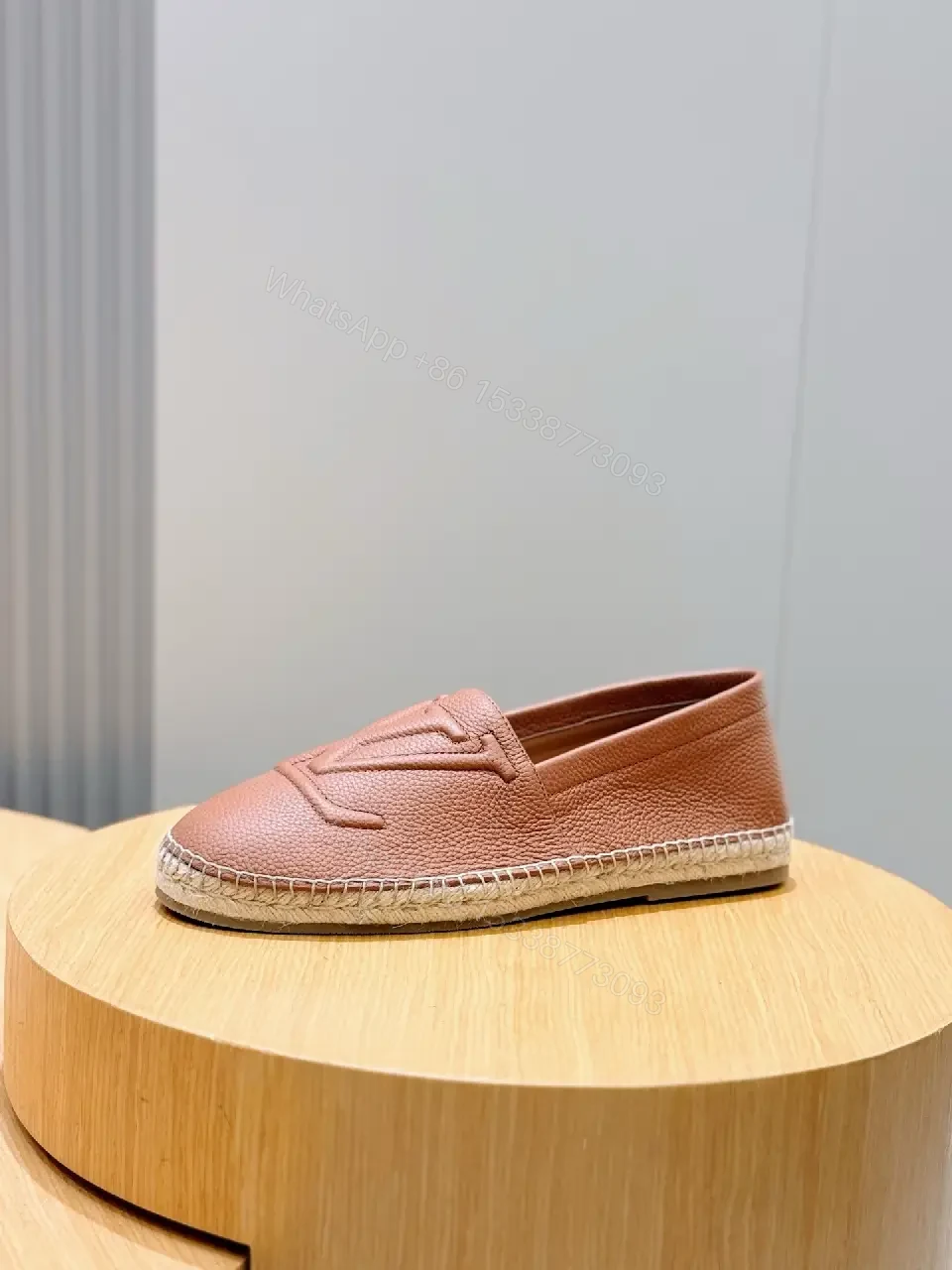 View 3 of Textured Leather Espadrille Loafers - Monogram Luxury Comfort