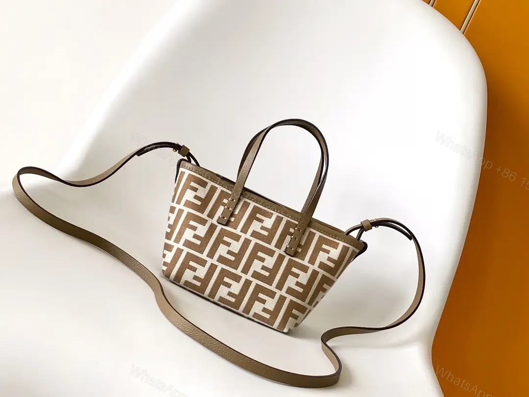 View 8 of Chic Signature Tote – Geometric Patterned, Leather Trim, Structured Everyday Tote