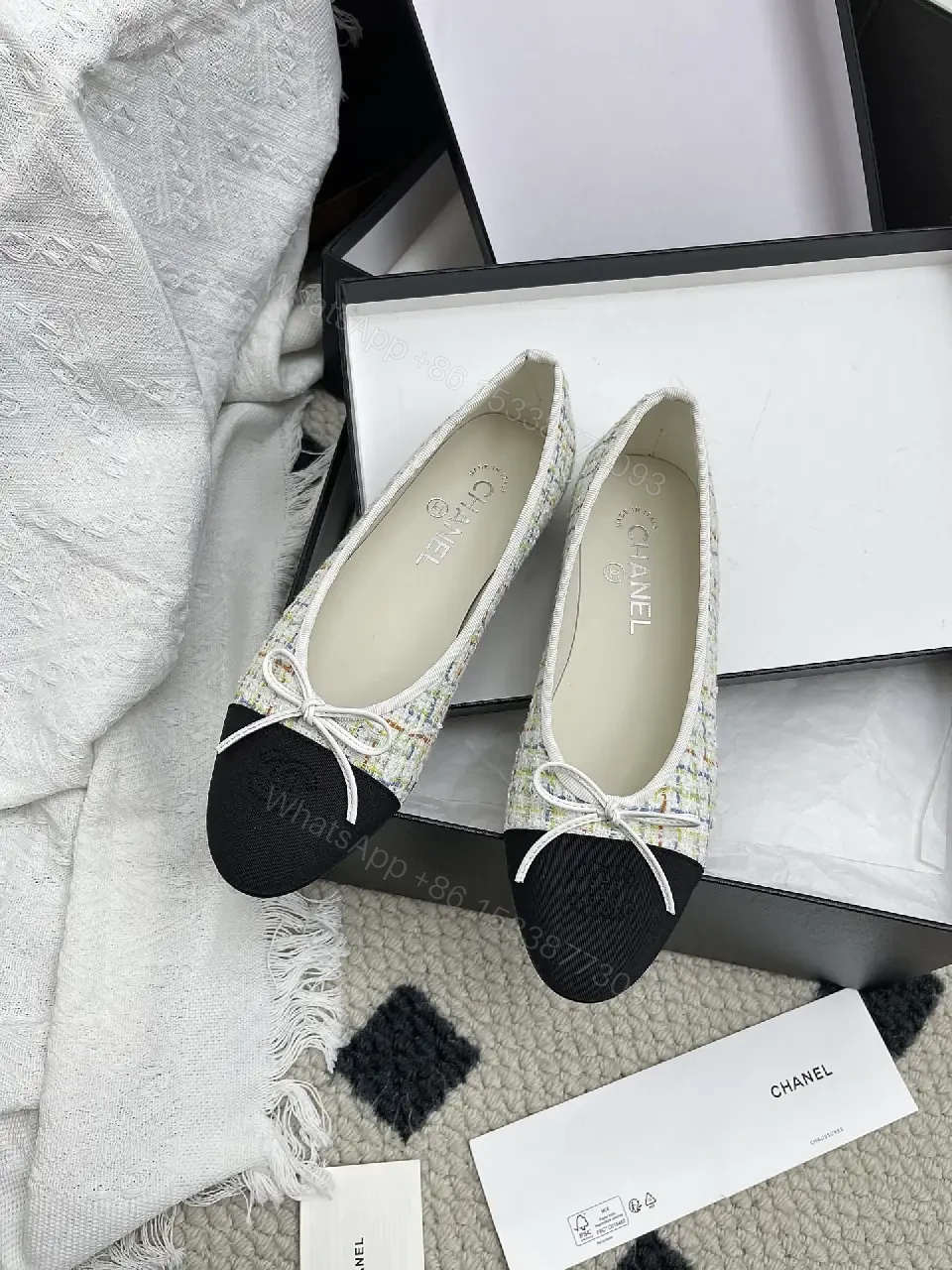 View 5 of Tweed Slingback Pumps with Black Cap Toe - Luxe Comfort