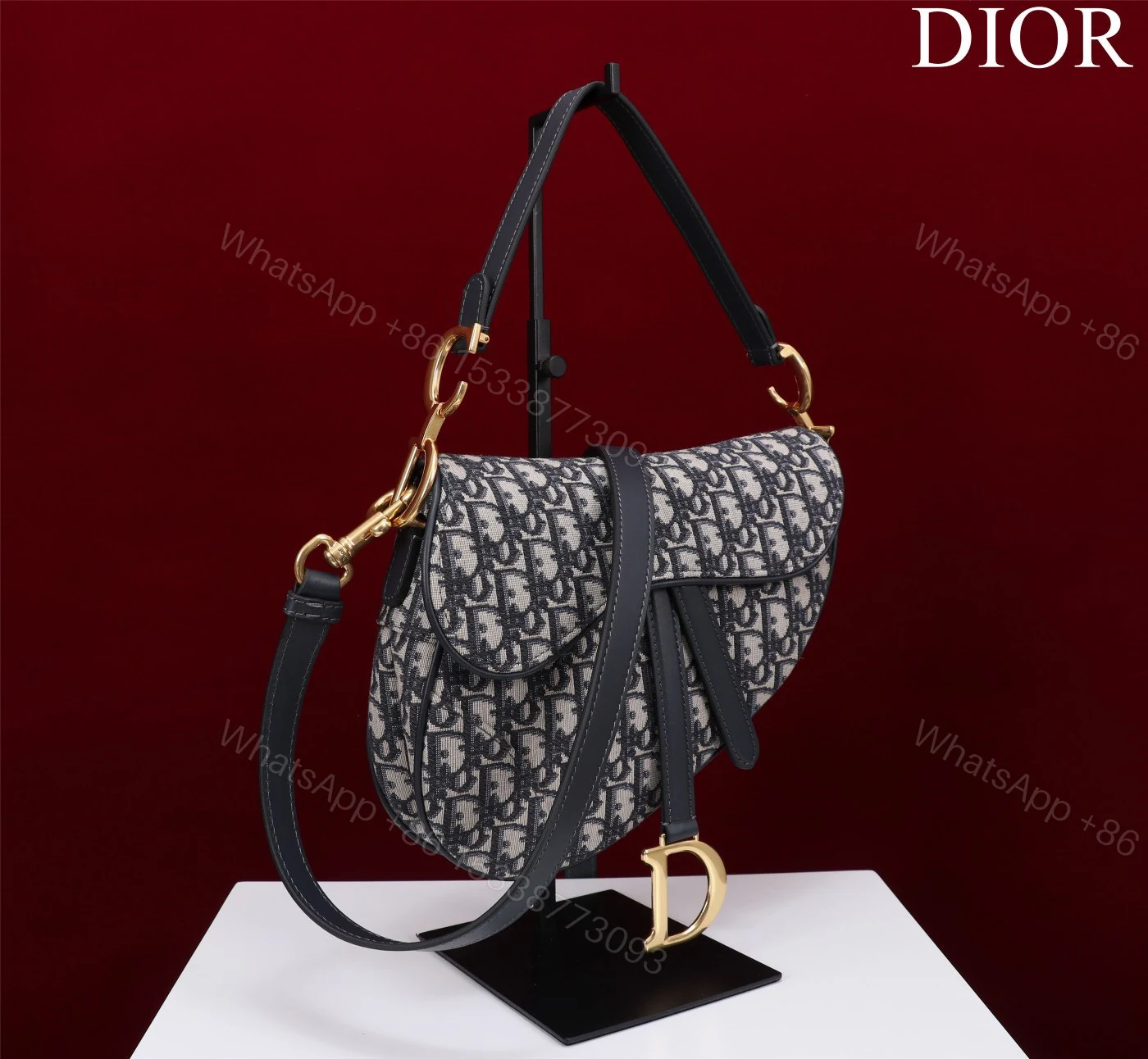 View 9 of Dior Saddle Saddle Canvas Handbag Super Quality Hand Embroidered 25.5x20x6cm