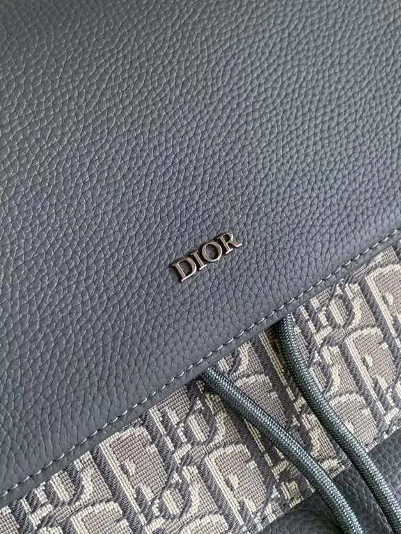 View 8 of Compact Dior Canvas Backpack with Leather Trims