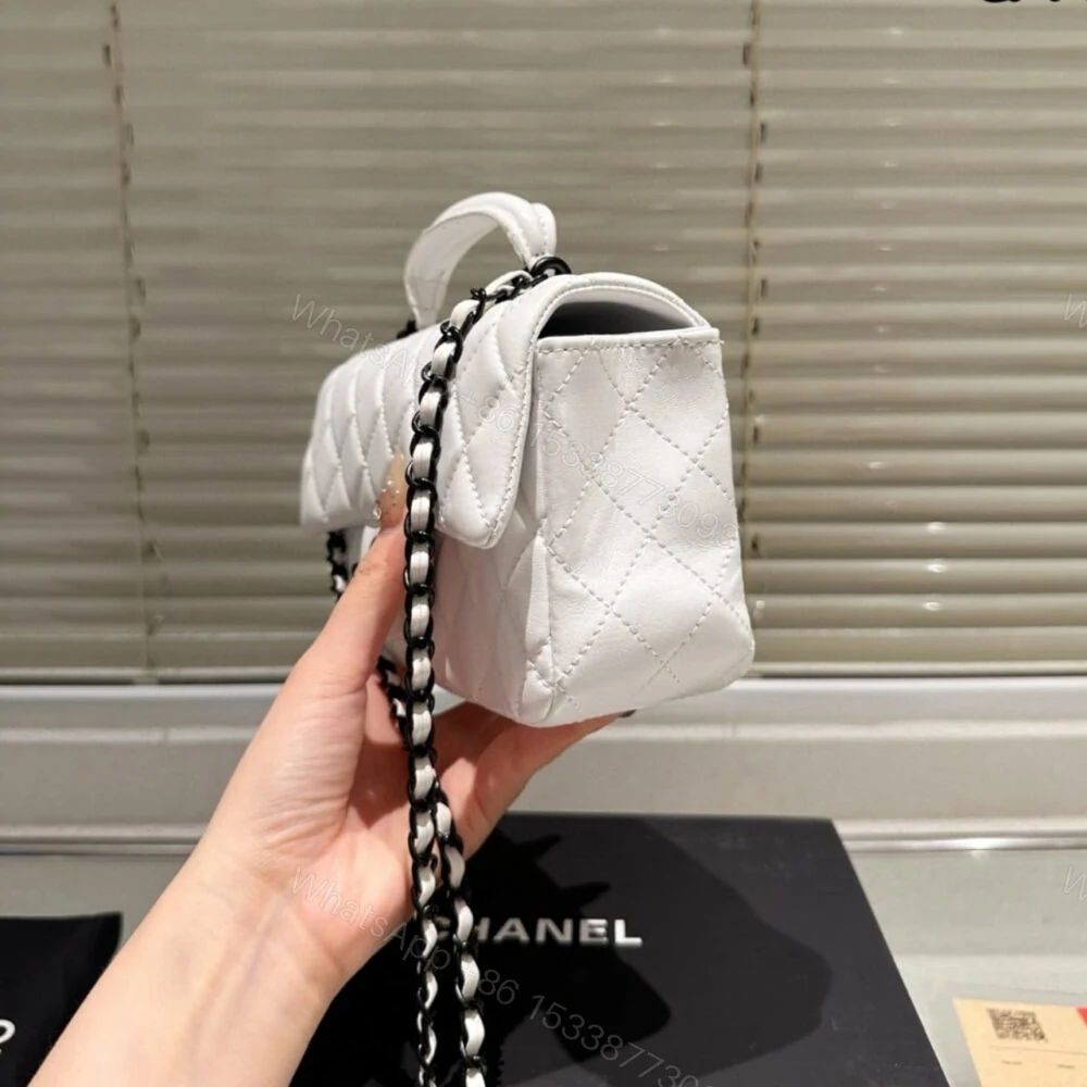 View 3 of Chanel Vintage Small Classic Flap Bag White 20Cm