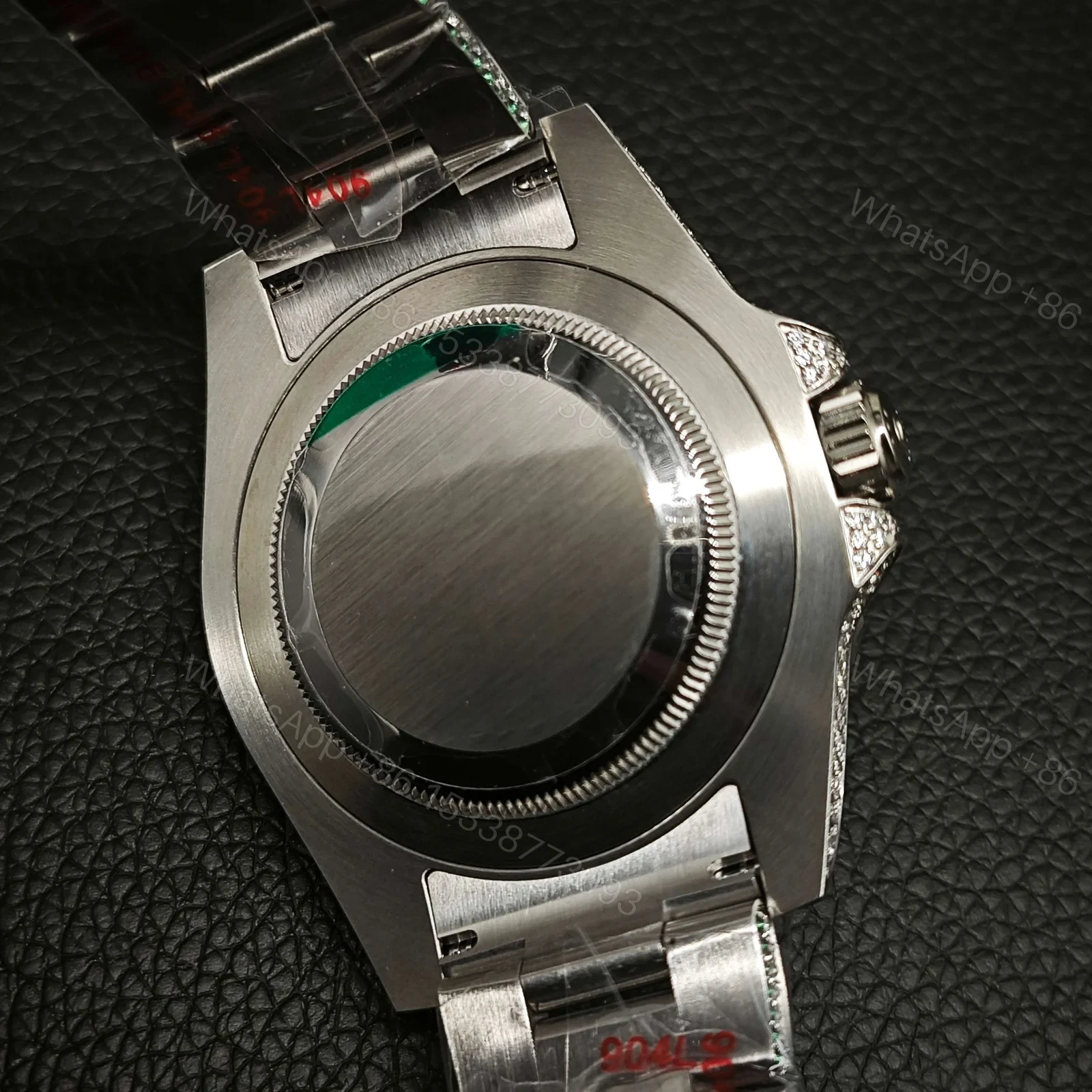 View 8 of Rolex Submariner Meteorite Diamond Replica 40MM Exclusive Green Baguette Steel Bracelet RG-ROLEX-SUB-METEORITE-GREEN-40