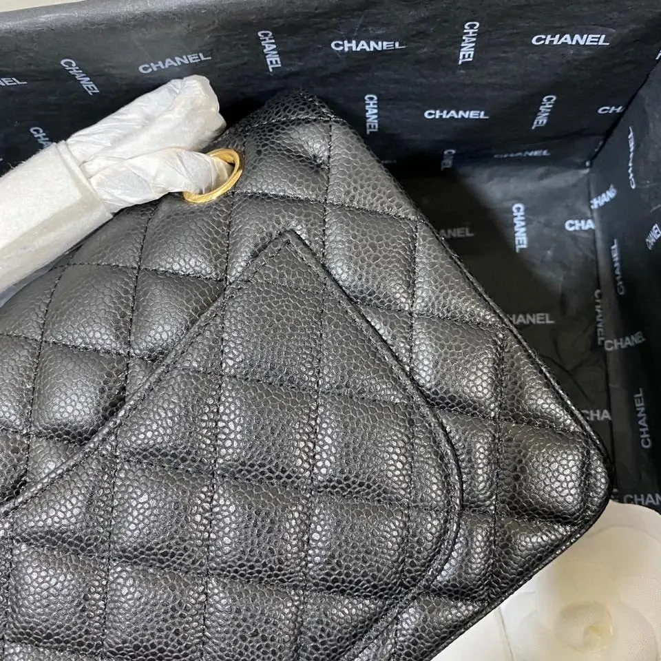 View 7 of Black Quilted Leather Flap Bag: Structured Luxe Style, Gold Hardware