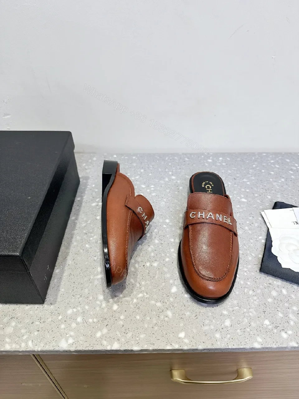 View 4 of Brown Leather Mules — Subtle Designer-Inspired Luxury Slip-Ons