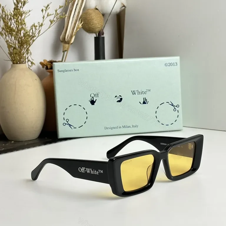 View 3 of Bold White Square Frames Sunglasses with Off-White Branding
