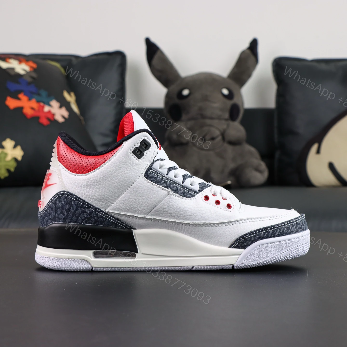 View 2 of Air Jordan 3 Retro Denim SE White/Fire Red