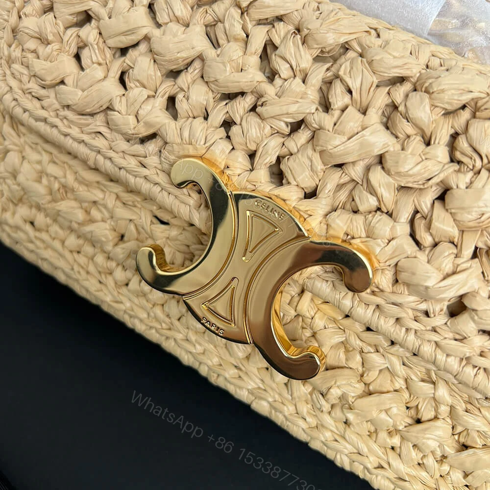 View 6 of CELINE CHAIN SHOULDER BAG CLAUDE IN RAFFIA EFFECT TEXTILE