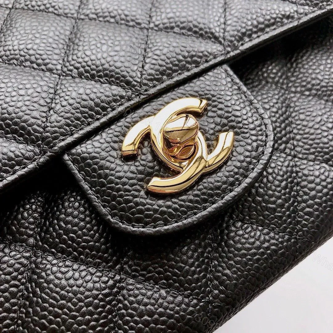 View 9 of CHANEL FLAP BAG 25 IN BLACK CAVIAR LEATHER GOLD HARDWARE