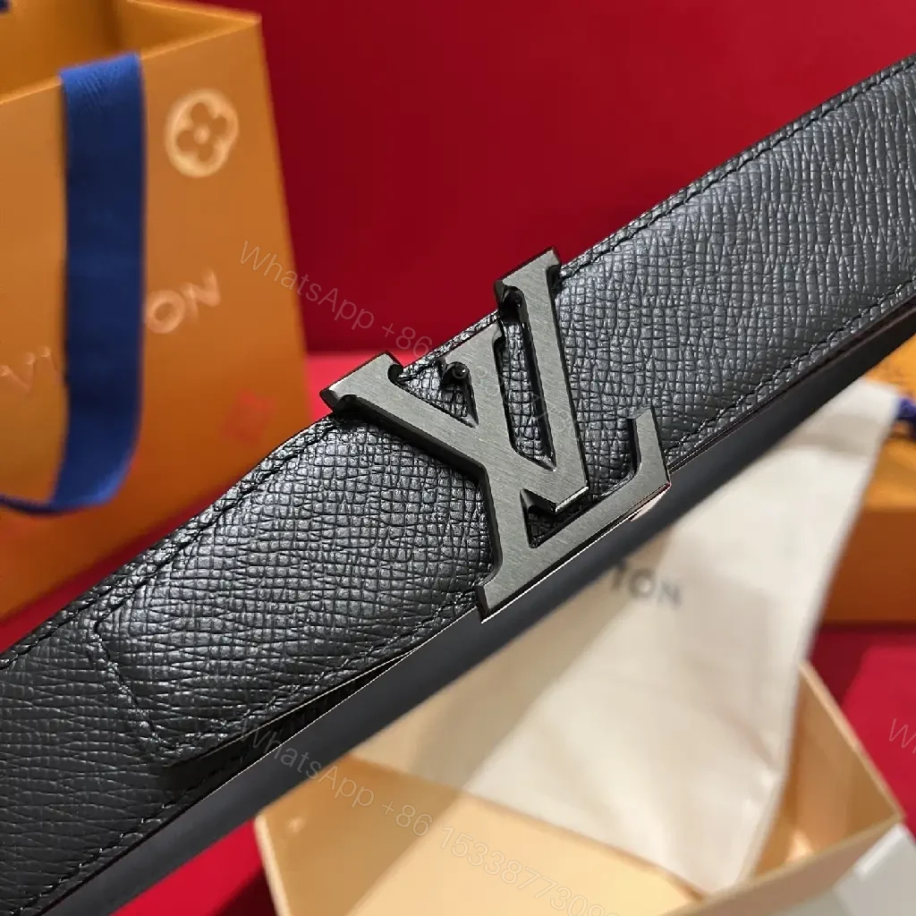 View 8 of Black Leather Belt Gold Logo Accent Luxury Belt for Everyday Wear