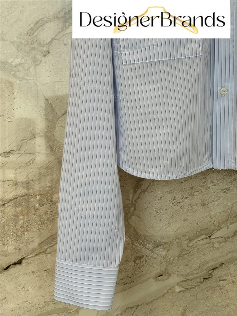 View 6 of Chanel Blue and White Striped Long-Sleeve Shirt