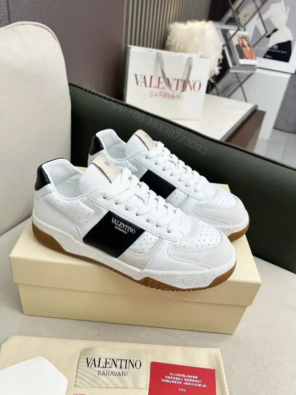 View 8 of White & Black Leather Sneaker: Modern Luxe Comfort All-Day
