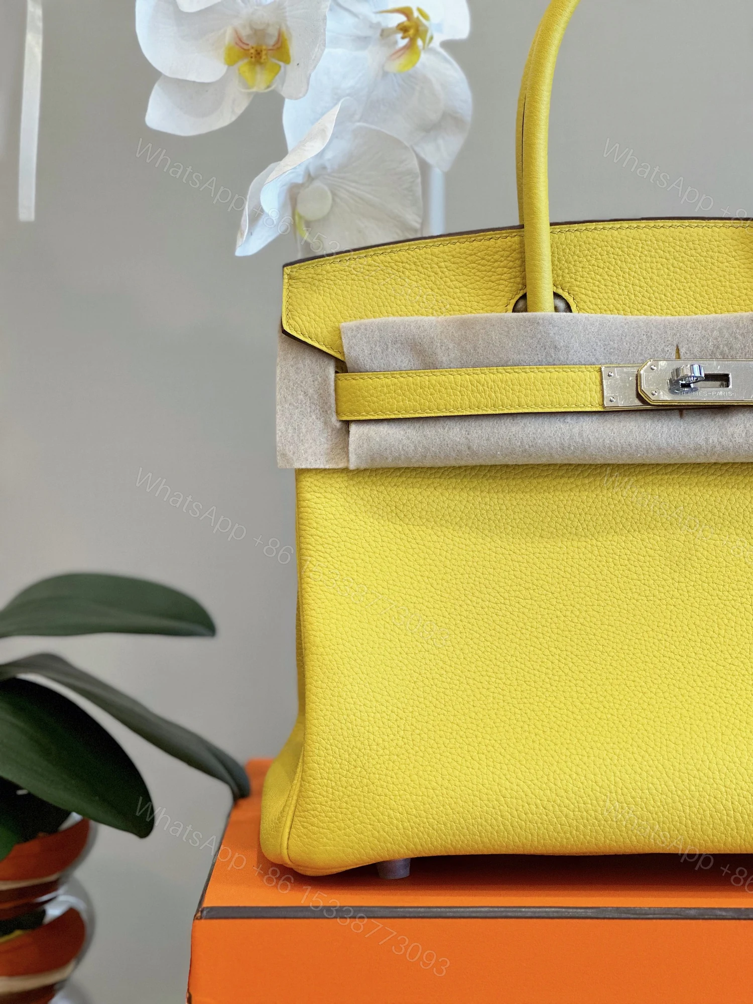 View 2 of Hermes Birkin 30 Amber Yellow Palladium Hardware