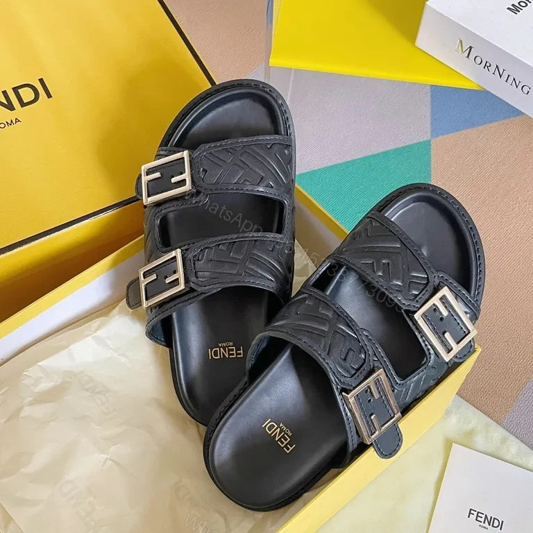 View 6 of Bold Textured Leather Slides with Hardware Detail - Luxury Menâ€TMs Slides
