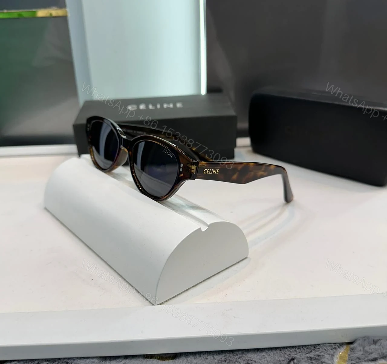 View 2 of Celine Oval Brown Havana Sunglasses