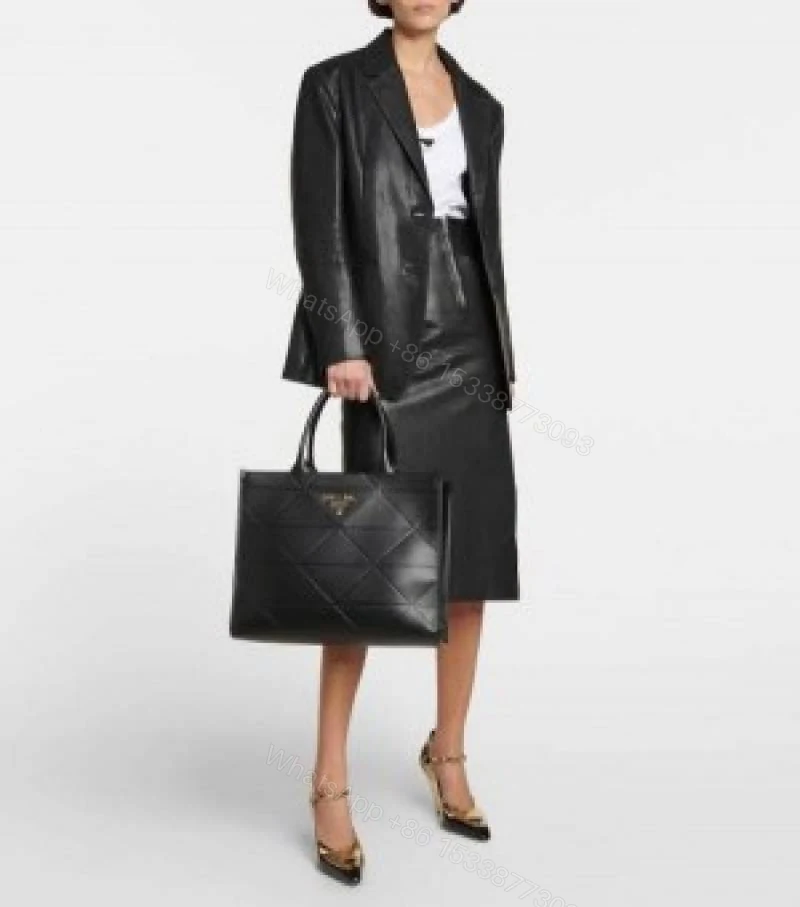 View 3 of First Copy Prada Ladies Quilted Large Tote Bag Black Premium Handbag