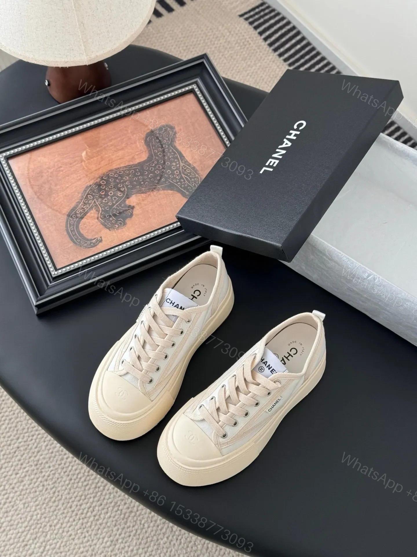 View 5 of Chanel Women Beige Canvas And Rubber Sneakers