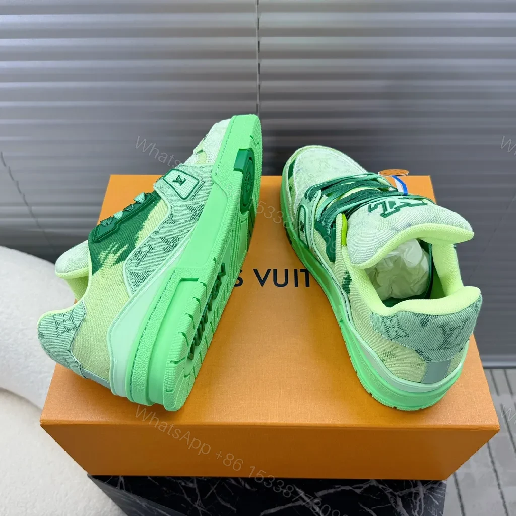 View 2 of Lime Premium LV-Inspired High-Top Sneakers with Comfort