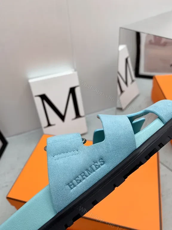 View 7 of Powder-Blue Suede Sandals + H-Cut Straps + Luxury Comfort Sandals