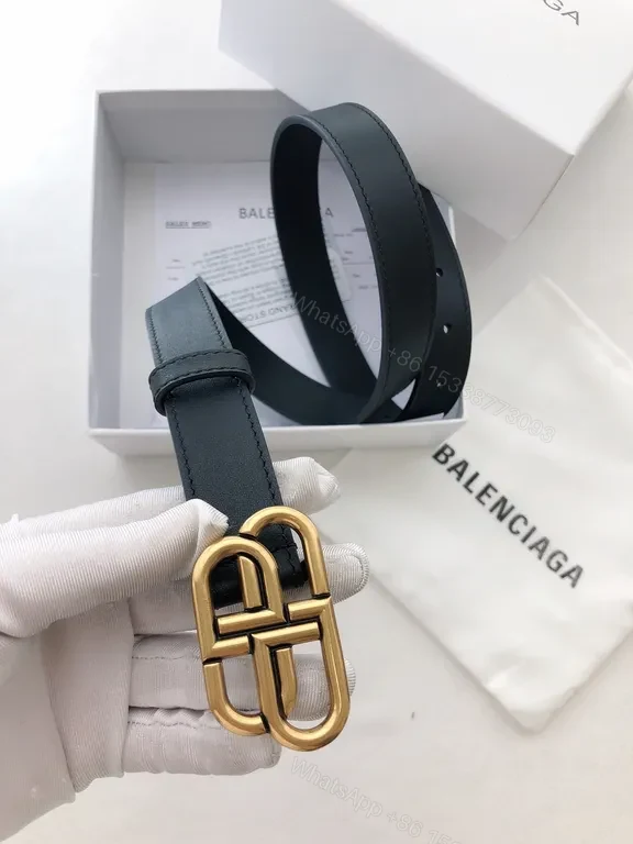 View 3 of Black Leather Belt with Gold Buckle â€“ Signature Luxury Belt