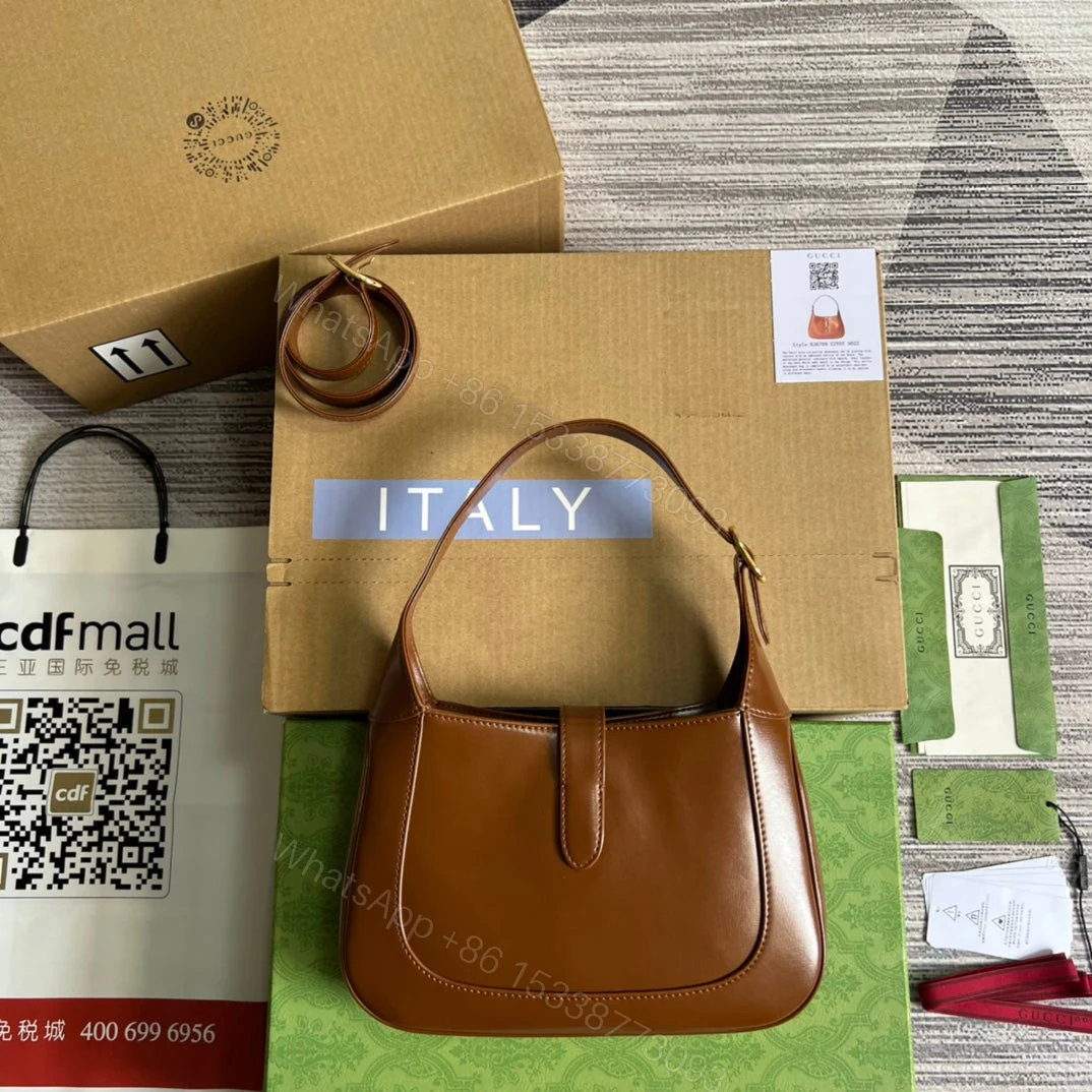 View 3 of GG JACKIE SMALL 28 SHOULDER BAG IN CINNAMON BROWN CALFSKIN