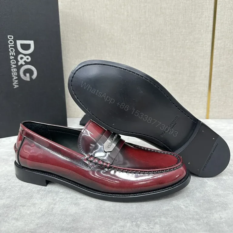 View 9 of Lux Patina Burgundy Leather Penny Loafers - Hand-Finished Shine