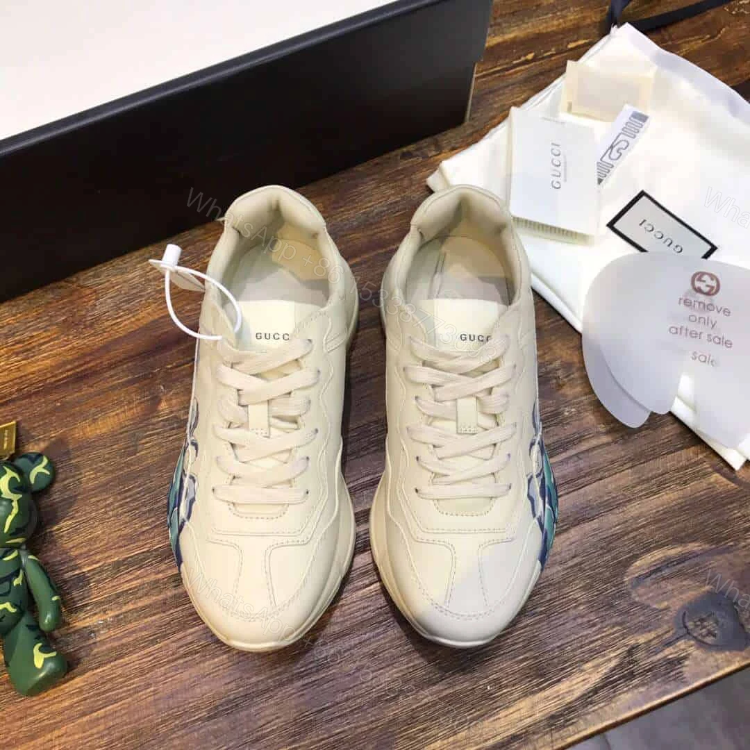 View 4 of GUCCI RHYTON LEATHER SNEAKER WITH WAVE