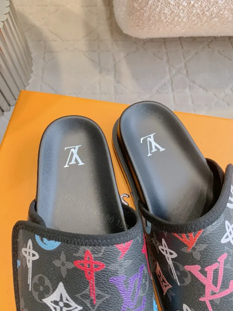 View 8 of Bold Canvas Monogram Slides — Stride-Ready Comfort